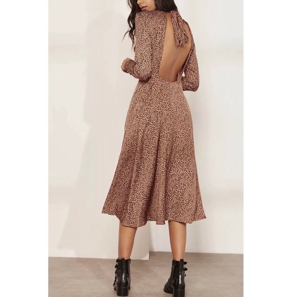 Free People Brown Leopard Midi Dress